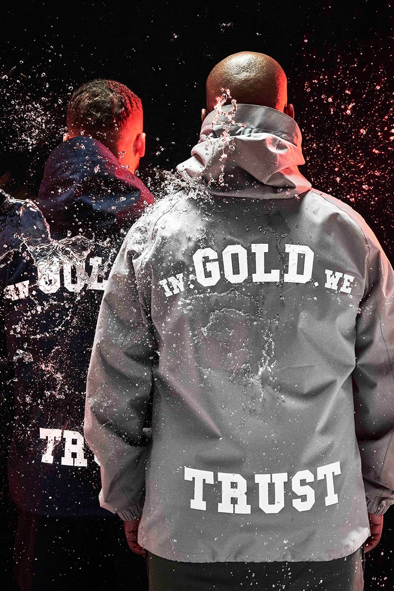 In Gold We Trust Recycled Windbreaker waterproof weather functional jacket fashion dutch amsterdam streetwear hood cap 