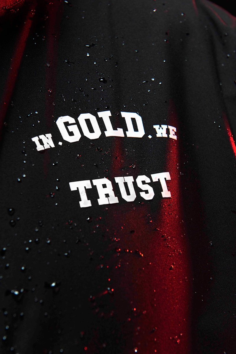 In Gold We Trust Recycled Windbreaker waterproof weather functional jacket fashion dutch amsterdam streetwear hood cap 