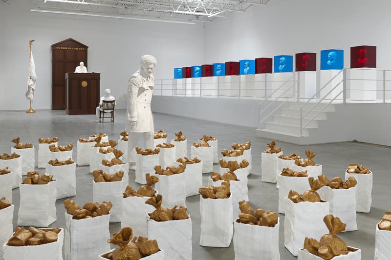 Karon Davis Jeffrey Deitch Gallery Art Exhibit No Good Deed Goes Unpunished The Trial of the Chicago 7 Black Panther Bobby Seale Gagged New York NYC