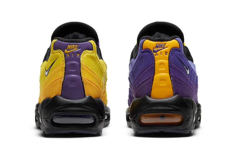 lebron james nike air max 95 la lakers black white amarillo court purple  CZ3624 001 release date info store list buying guide price photos achievements 