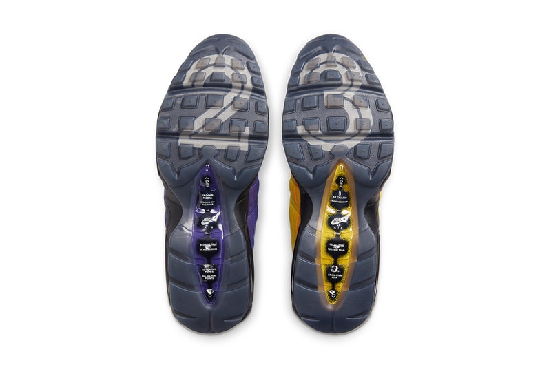 lebron james nike air max 95 la lakers black white amarillo court purple  CZ3624 001 release date info store list buying guide price photos achievements 