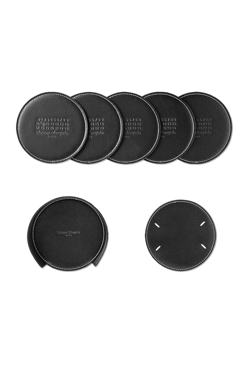 Maison Margiela Leather Six Pack Coasters Homeware Luxury Interior Design Black White Stitch MM Drink Mat Debossed Logo HBX HYPEBEAST Buy Online 