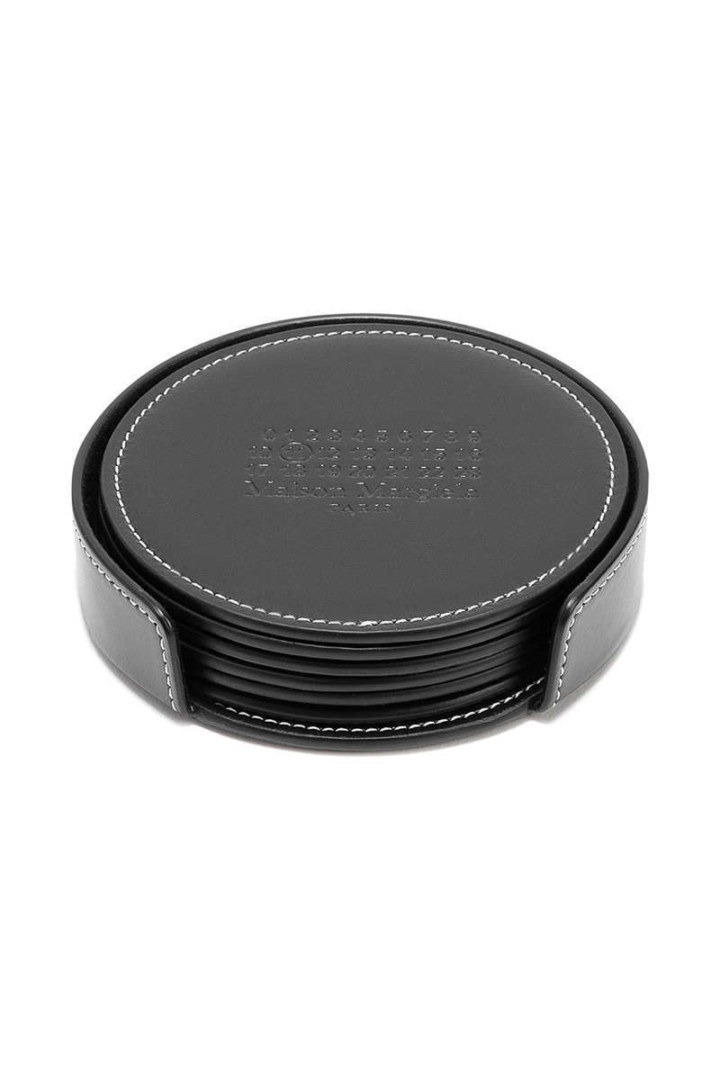 Maison Margiela Leather Six Pack Coasters Homeware Luxury Interior Design Black White Stitch MM Drink Mat Debossed Logo HBX HYPEBEAST Buy Online 