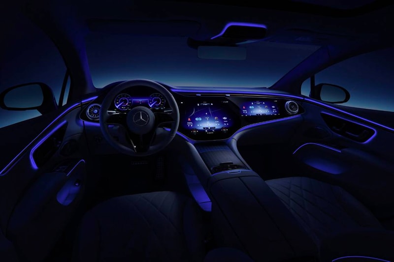 Mercedes-Benz Reveals Official Images of Its EQS Electric Interior Hyperscreen Electric Vehicle EV electric car luxury sedan monolithic sheet MBUX hyperscreen