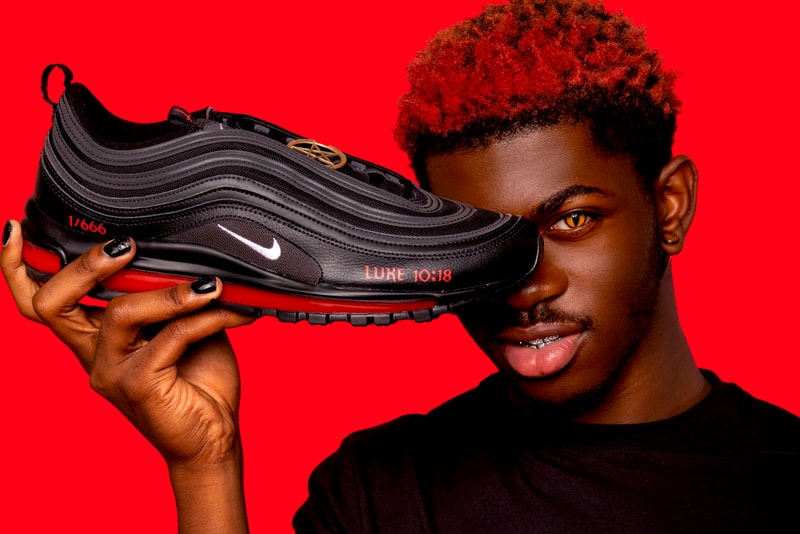 Lil Nas X x MSCHF Nike Air Max 97 "Satan Shoes" Real Human Blood 666 Drop Air Bag Unit Collaboration Unique Jesus Shoes AM97 Birkinstocks 60cc Ink Red Devil Release Information Price Expensive Designer Rare Cease and Diciest Canceled God Jesus Christian Sued Facebook Google Twitter YouTube
