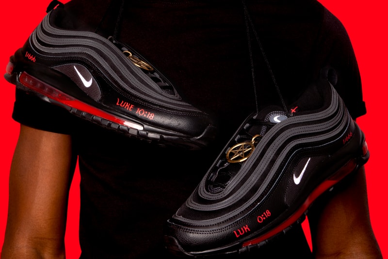 Lil Nas X x MSCHF Nike Air Max 97 "Satan Shoes" Real Human Blood 666 Drop Air Bag Unit Collaboration Unique Jesus Shoes AM97 Birkinstocks 60cc Ink Red Devil Release Information Price Expensive Designer Rare Cease and Diciest Canceled God Jesus Christian Sued Facebook Google Twitter YouTube