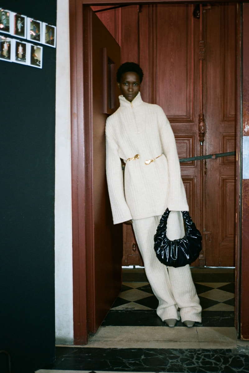 Nanushka Fall Winter 2021 Lookbook Presentation Forced Perspectives FW21 Sandra Sandor Responsible Luxury cratsmanship Material innovation surrealism optimisim optical illusion fantasy reality 