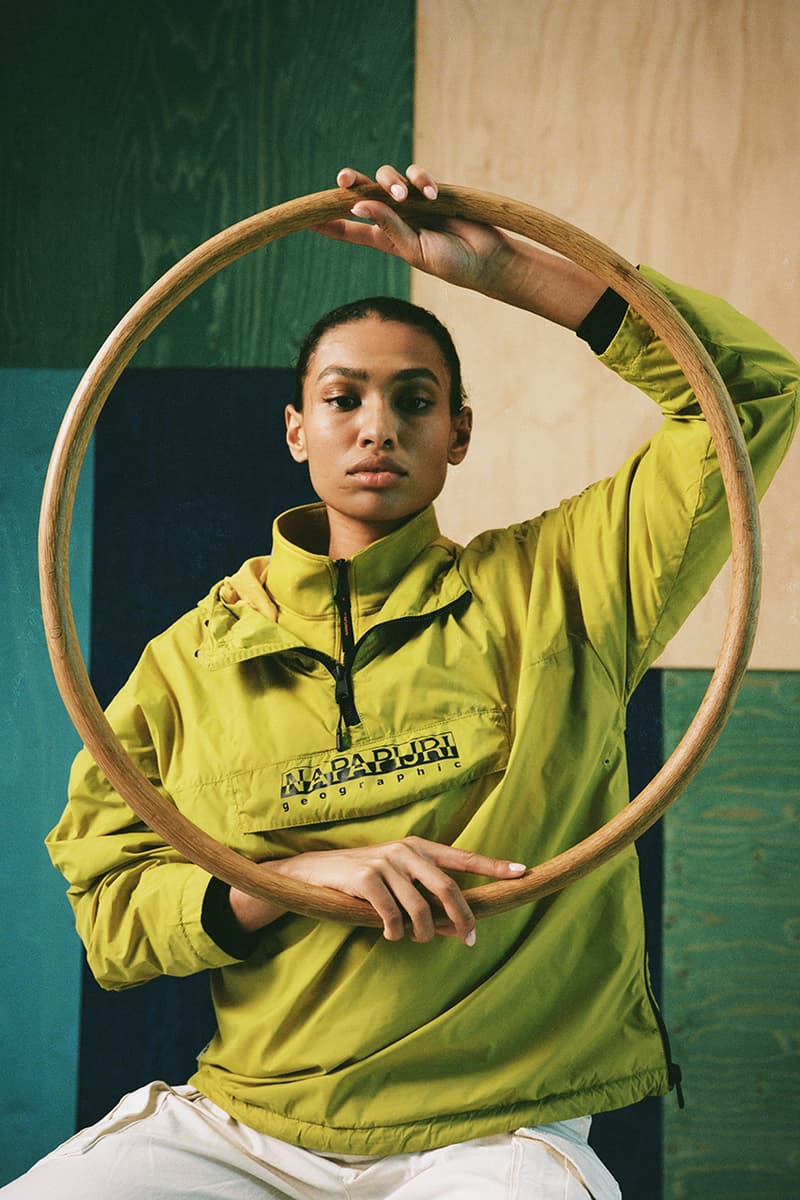 napapijri circular series windbreaker rainforest jacket spring summer 2021 details sustainable econyl regenerated nylon recyclable cradle to cradle certified gold