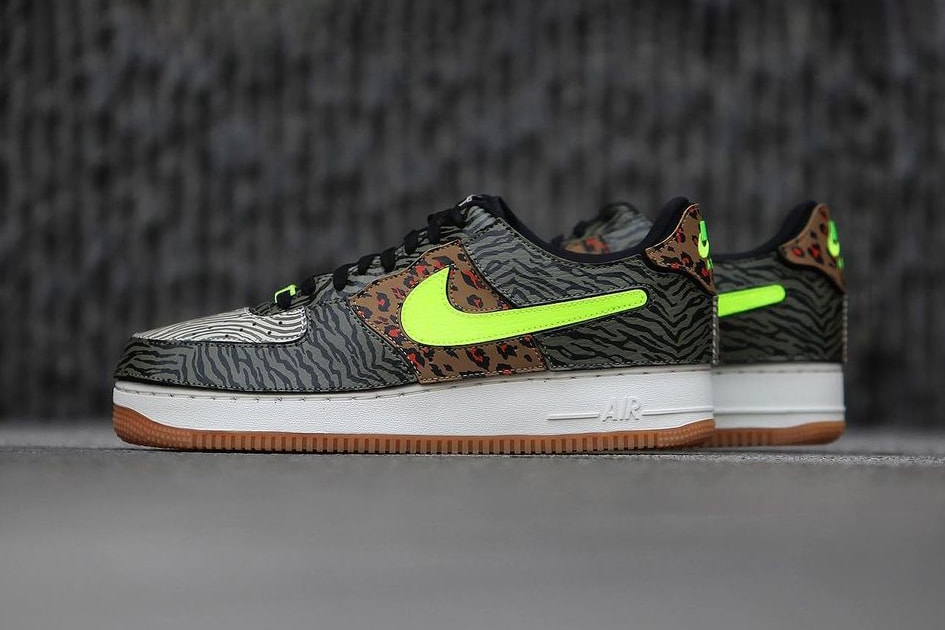 nike sportswear air force 1 of 1 animal instinct cheetah tiger zebra neon green white gum official release date info photos price store list buying guide