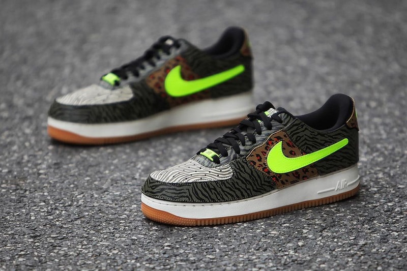nike sportswear air force 1 of 1 animal instinct cheetah tiger zebra neon green white gum official release date info photos price store list buying guide