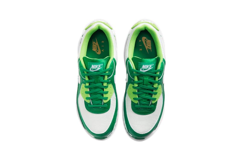 Nike Air Max 90 "St. Patrick's Day" Release Information DD8555-300 Four Leafed Clover Shamrock Luck Irish Pine Green Mean Green Colorway Limited Edition Drop Date Closer Look 17 March 