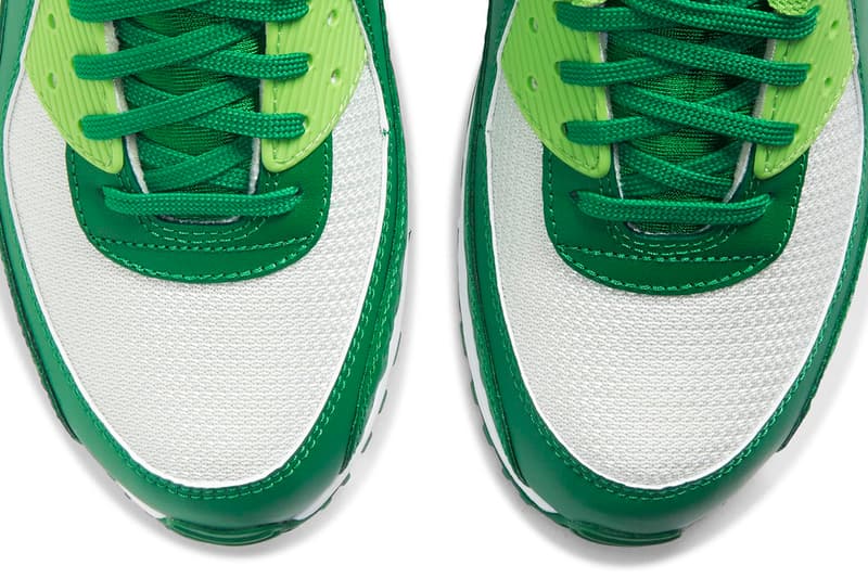 Nike Air Max 90 "St. Patrick's Day" Release Information DD8555-300 Four Leafed Clover Shamrock Luck Irish Pine Green Mean Green Colorway Limited Edition Drop Date Closer Look 17 March 