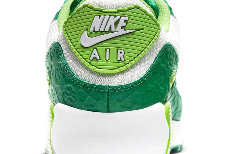 Nike Air Max 90 "St. Patrick's Day" Release Information DD8555-300 Four Leafed Clover Shamrock Luck Irish Pine Green Mean Green Colorway Limited Edition Drop Date Closer Look 17 March 