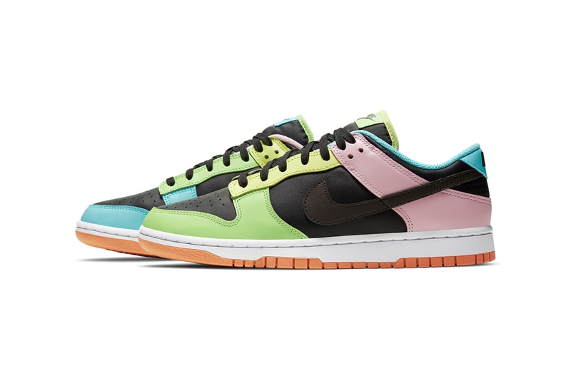 nike sportswear dunk low free 99 black dark chocolate copa pink foam blue green yellow DH0952 001 official release date info photos price store list buying guide