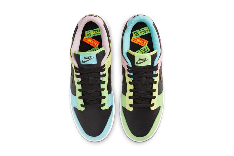 nike sportswear dunk low free 99 black dark chocolate copa pink foam blue green yellow DH0952 001 official release date info photos price store list buying guide