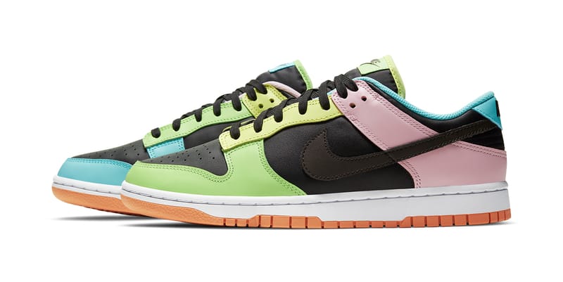 dunk low pink green