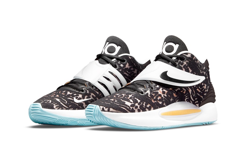 nike kd 14 black red white blue yellow CW3935 001 release info store list buying guide photos price kevin durant brooklyn nets signature shoe 