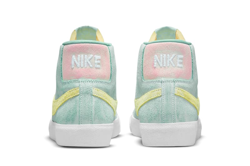 nike sb skateboarding blazer mid distressed suede light dew green glow arctic punch citron black coconut milk DA1839 300 001 official release date info photos price store list buying guide