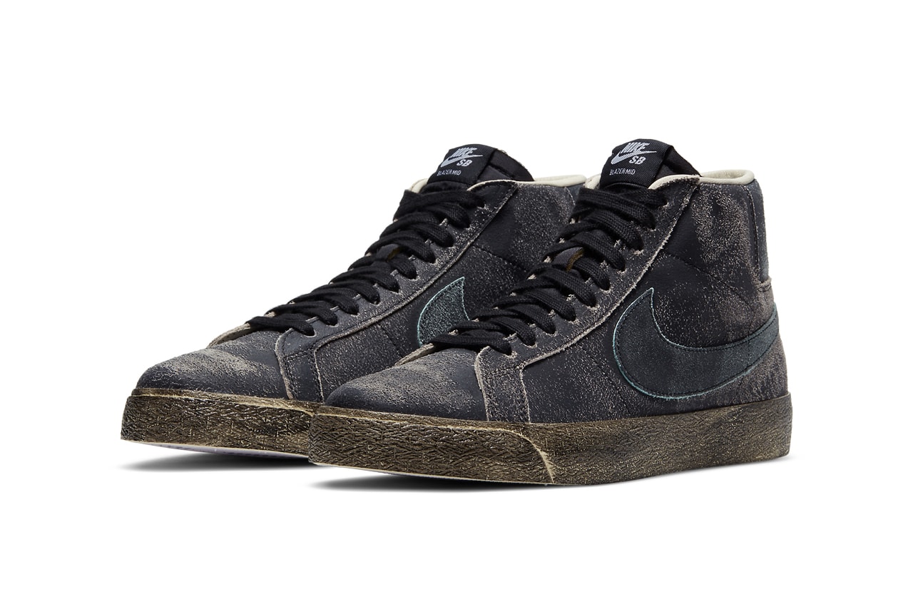 nike sb skateboarding blazer mid distressed suede light dew green glow arctic punch citron black coconut milk DA1839 300 001 official release date info photos price store list buying guide