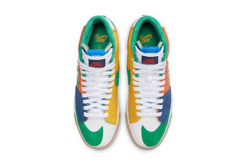 nike sb zoom blazer mid edge safety orange university gold white lucky green DA2189 800 release info store list buying guide photos price 