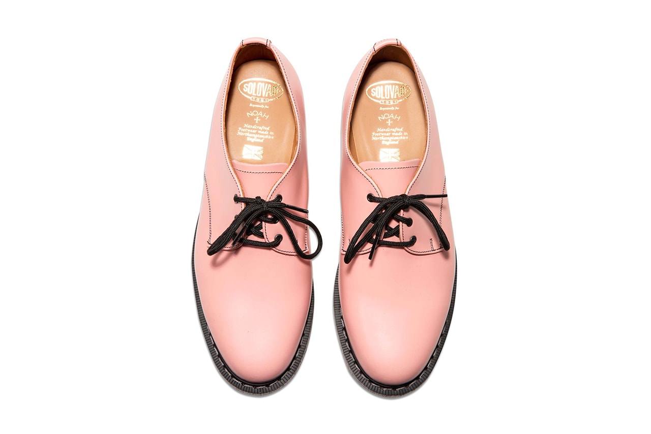 NOAH x Solovair Gibson 3-Eye Derby Pink Collaboration shoe sneaker release date info spring summer 2021 london buy capsule collection leather Dover Street Market