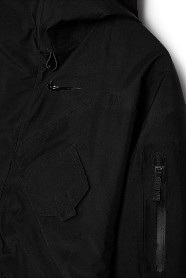 Drake x Nike NOCTA GORE-TEX Capsule Release Date black colorway price info buy DA3991-010 DC9879-010 DA3987-010 sivasdescalzo atmos tech 12 web store resale rep waterproof cargo vest jacket shirt tee swoosh hat cap hoodie sweater logo