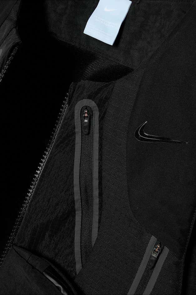 Drake x Nike NOCTA GORE-TEX Capsule Release Date black colorway price info buy DA3991-010 DC9879-010 DA3987-010 sivasdescalzo atmos tech 12 web store resale rep waterproof cargo vest jacket shirt tee swoosh hat cap hoodie sweater logo