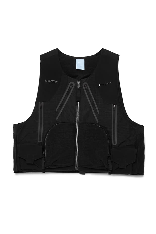 Drake x Nike NOCTA GORE-TEX Capsule Release Date black colorway price info buy DA3991-010 DC9879-010 DA3987-010 sivasdescalzo atmos tech 12 web store resale rep waterproof cargo vest jacket shirt tee swoosh hat cap hoodie sweater logo