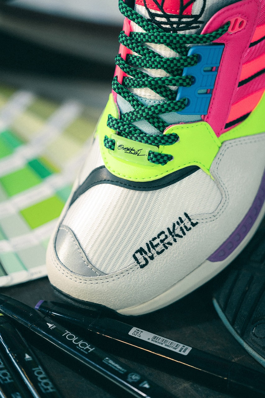 Overkill x adidas Originals ZX 8500 GY7642 8000 9000 OG Sneaker Release Information Collaboration Drop Date atmos Tokyo Capsule Overshoe Graffiti 