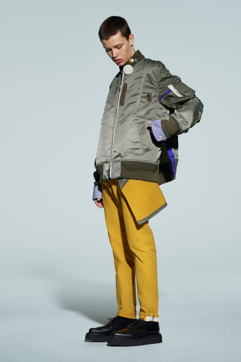 sacai x KAWS deconstructed layered blouson - Yellow