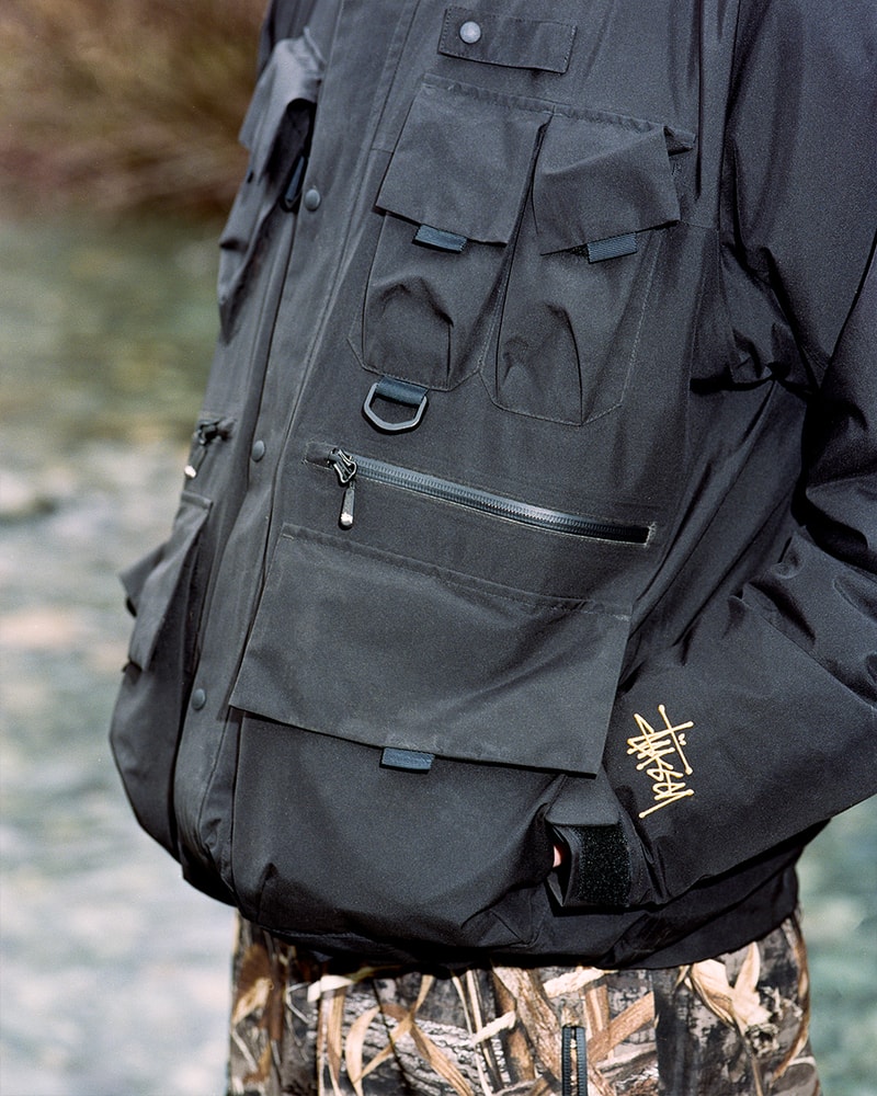 stussy gore tex wading shell jacket cargo shell pants stom shell hat spring 2021 collection release date info buy store realtree drop