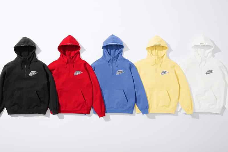 Supreme Nike Spring 2021 Collaboration Release Info Date Buy Price Reversible Puffy Jacket Track Shirt Hoodie Hooded Sweatshirt Pant Sweatpant beanies Neck Warmer Belt