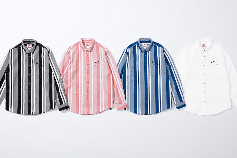 Supreme Nike Spring 2021 Collaboration Release Info Date Buy Price Reversible Puffy Jacket Track Shirt Hoodie Hooded Sweatshirt Pant Sweatpant beanies Neck Warmer Belt