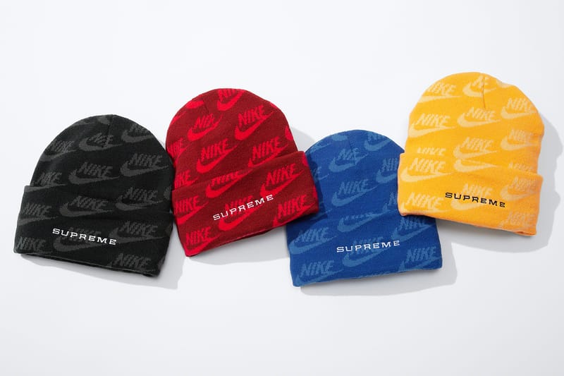 supreme nike jacquard logos beanie black