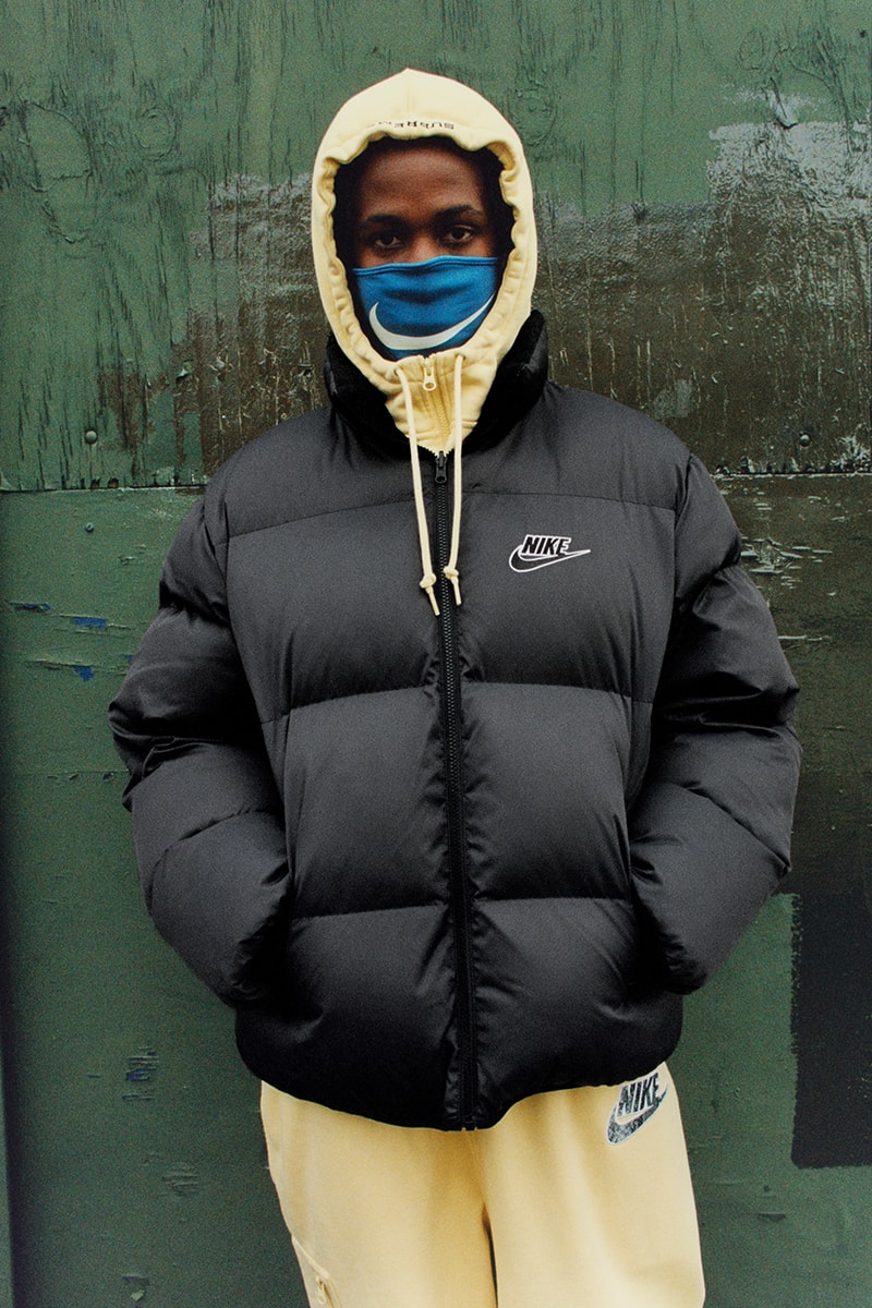 Supreme Nike Spring 2021 Collaboration Release Info Date Buy Price Reversible Puffy Jacket Track Shirt Hoodie Hooded Sweatshirt Pant Sweatpant beanies Neck Warmer Belt