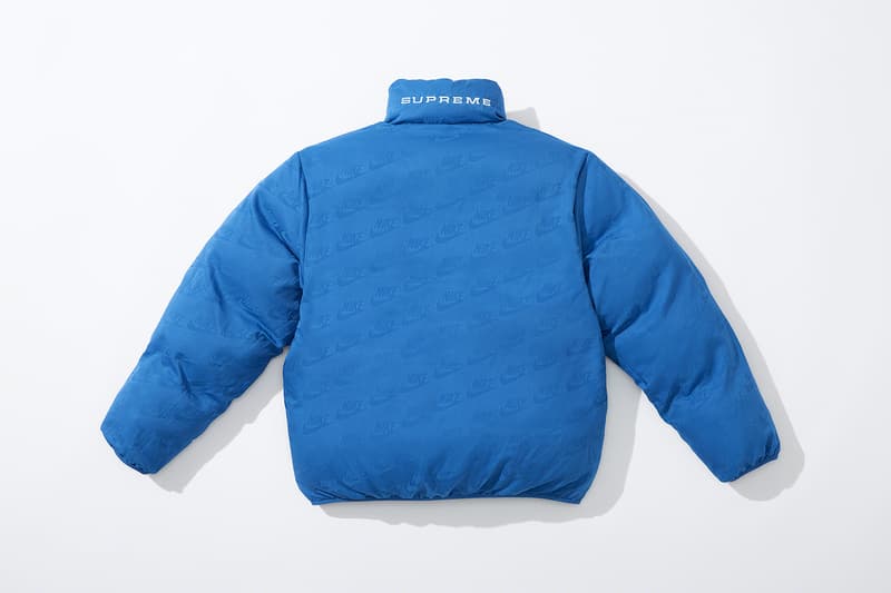 Supreme Nike Spring 2021 Collaboration Release Info Date Buy Price Reversible Puffy Jacket Track Shirt Hoodie Hooded Sweatshirt Pant Sweatpant beanies Neck Warmer Belt