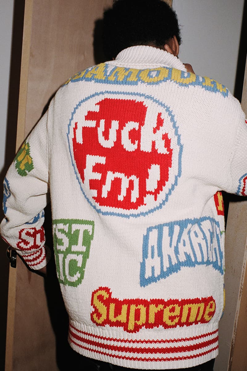 Supreme HYSTERIC GLAMOUR Spring 2021 Collaboration Release Info Date Buy Price Trench Trucker Jacket Track Sweater Flannel Shirt Rayon Painter Pant Shorts Zip Up Sweatshirt Crewneck L/S T-Shirt Crusher Lunchbox Set