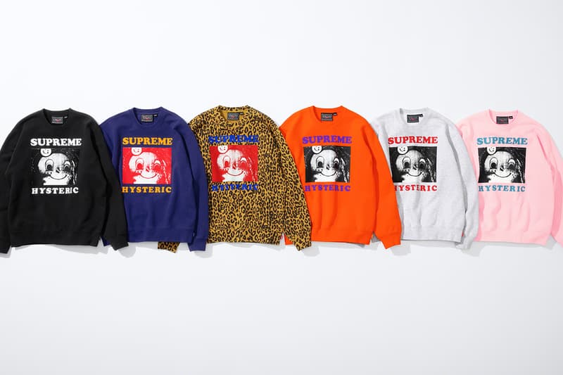 Supreme HYSTERIC GLAMOUR Spring 2021 Collaboration Release Info Date Buy Price Trench Trucker Jacket Track Sweater Flannel Shirt Rayon Painter Pant Shorts Zip Up Sweatshirt Crewneck L/S T-Shirt Crusher Lunchbox Set