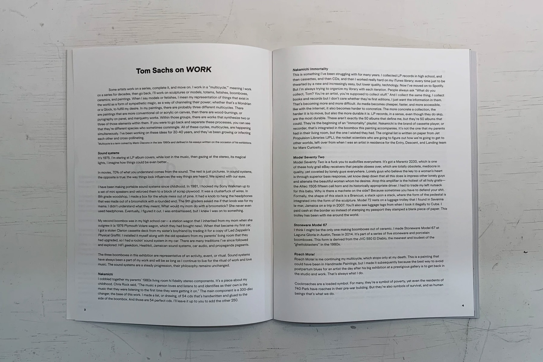 Tom Sachs Work Catalogue Art Book books model seventy two nakamichi sound systems artists info
