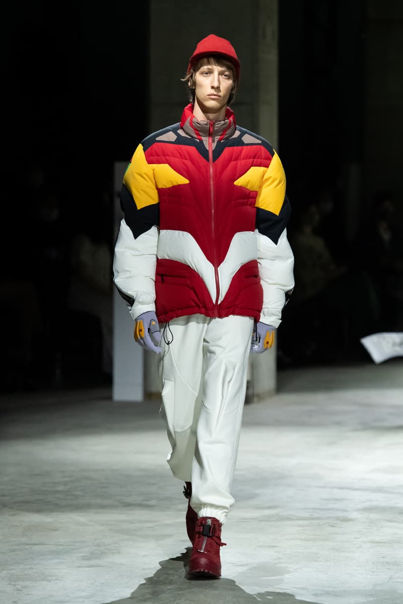 UNDERCOVER FW21 Runway, 'Evangelion' Collaboration collection release date info buy price fall winter 2021 3.0 1.0 thrice upon a time movie hideaki anno clothing mech suit plugsuit angel