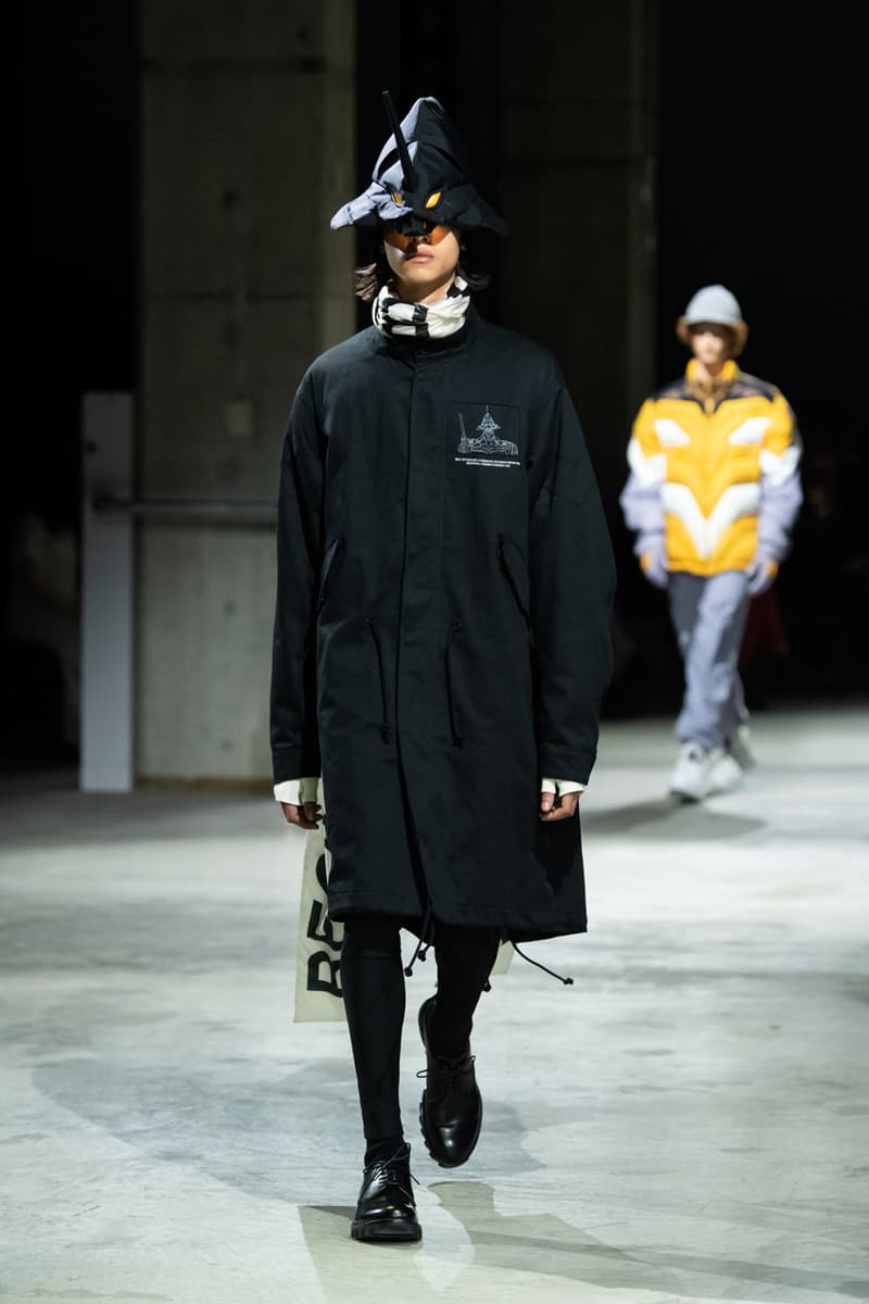 UNDERCOVER FW21 Runway, 'Evangelion' Collaboration collection release date info buy price fall winter 2021 3.0 1.0 thrice upon a time movie hideaki anno clothing mech suit plugsuit angel