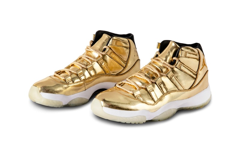 Usher's Air Jordan 9 and 11 "Metallic Gold" Samples Are up for Auction Sotheby's English Sole Air Jordan Usher Raymond Air Jordan 11