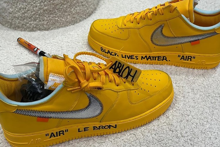 Virgil Abloh Gifts LeBron James Signed Pair of the Off-White™ x Nike Air Force 1 Low "Yellow"
