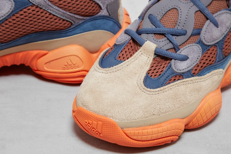kanye west adidas yeezy 500 enflame red blue orange tan official release date info photos price store list buying guide