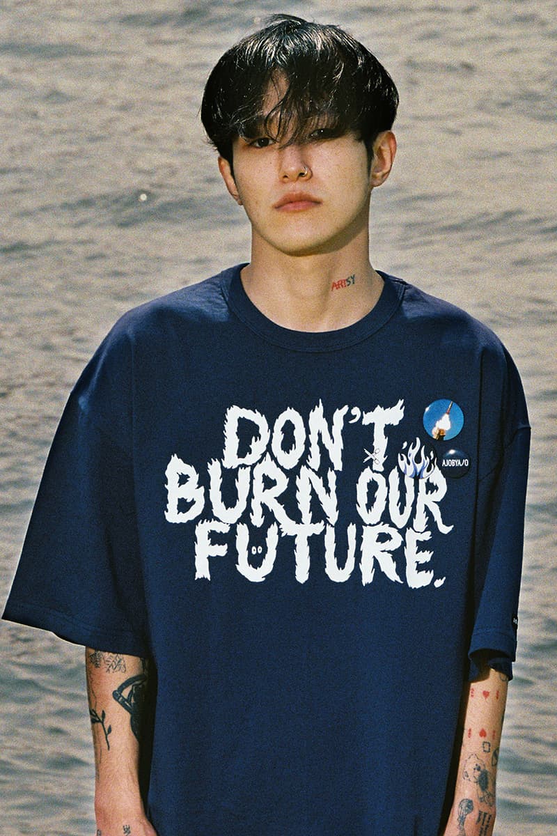 Ajobyajo Summer 2021 Lookbook menswear streetwear t shirts s21 collection graphics tees pants trousers shirts prints info