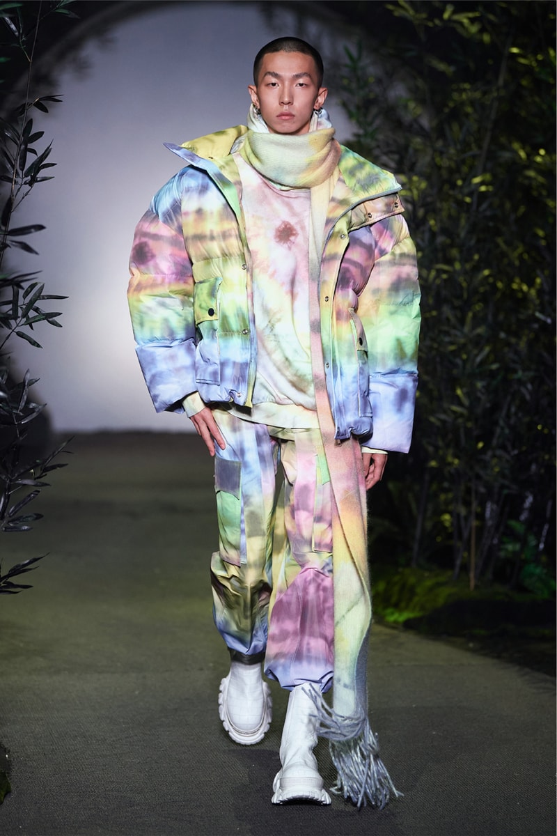Angel Chen Fall/Winter 2021 Collection Runway show lookbook fw21 canada goose rombaut collaboration dragon lady boots jacket tie dye black white anna may wong daughter of butterfly actress
