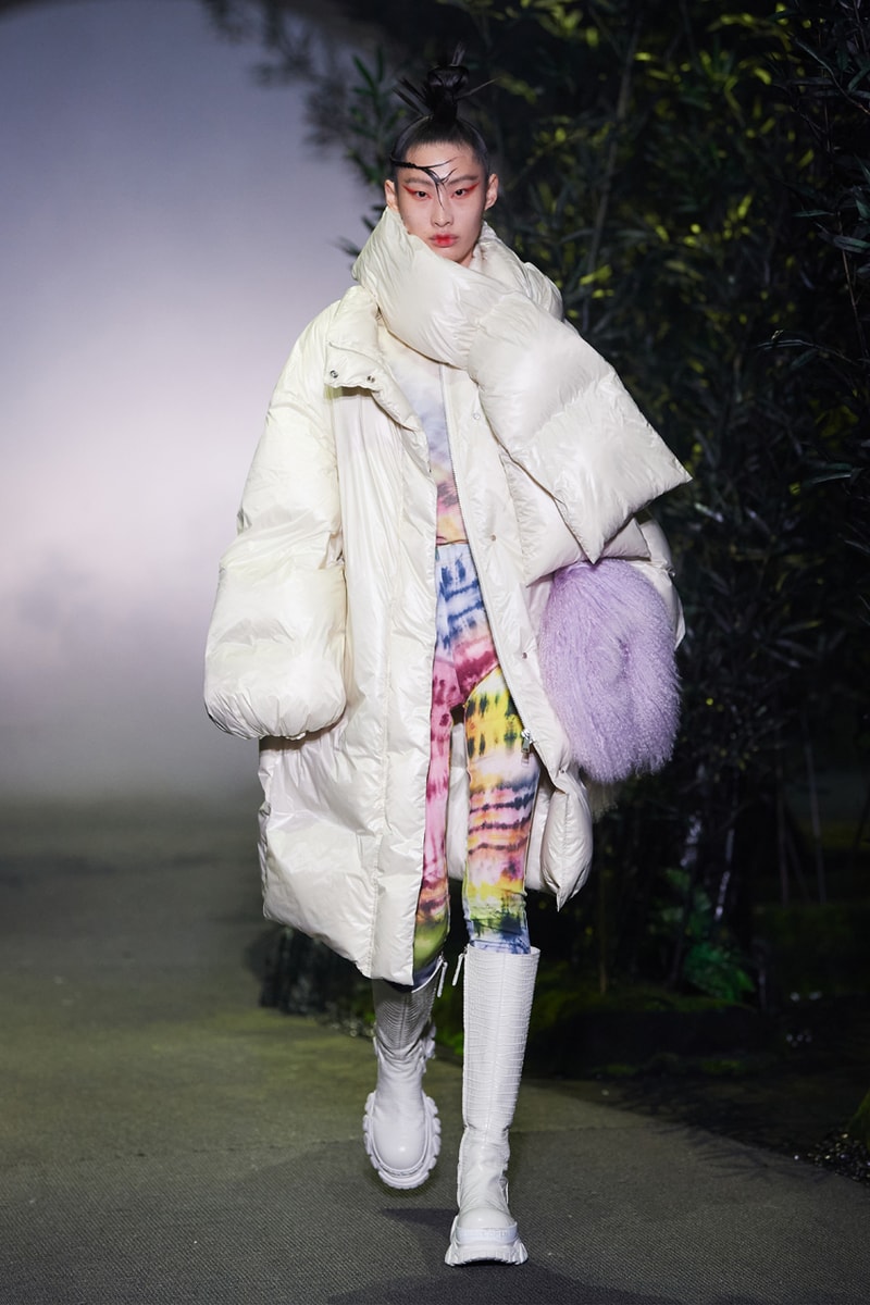 Angel Chen Fall/Winter 2021 Collection Runway show lookbook fw21 canada goose rombaut collaboration dragon lady boots jacket tie dye black white anna may wong daughter of butterfly actress