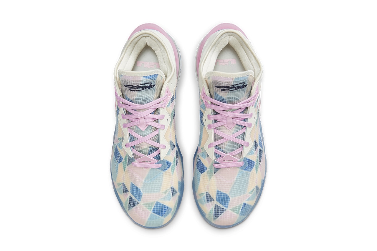 atmos nike lebron 18 low sakura ivory light arctic pink CV7564 101 release date info store list buying guide photos price lebron james cherry blossoms floral 