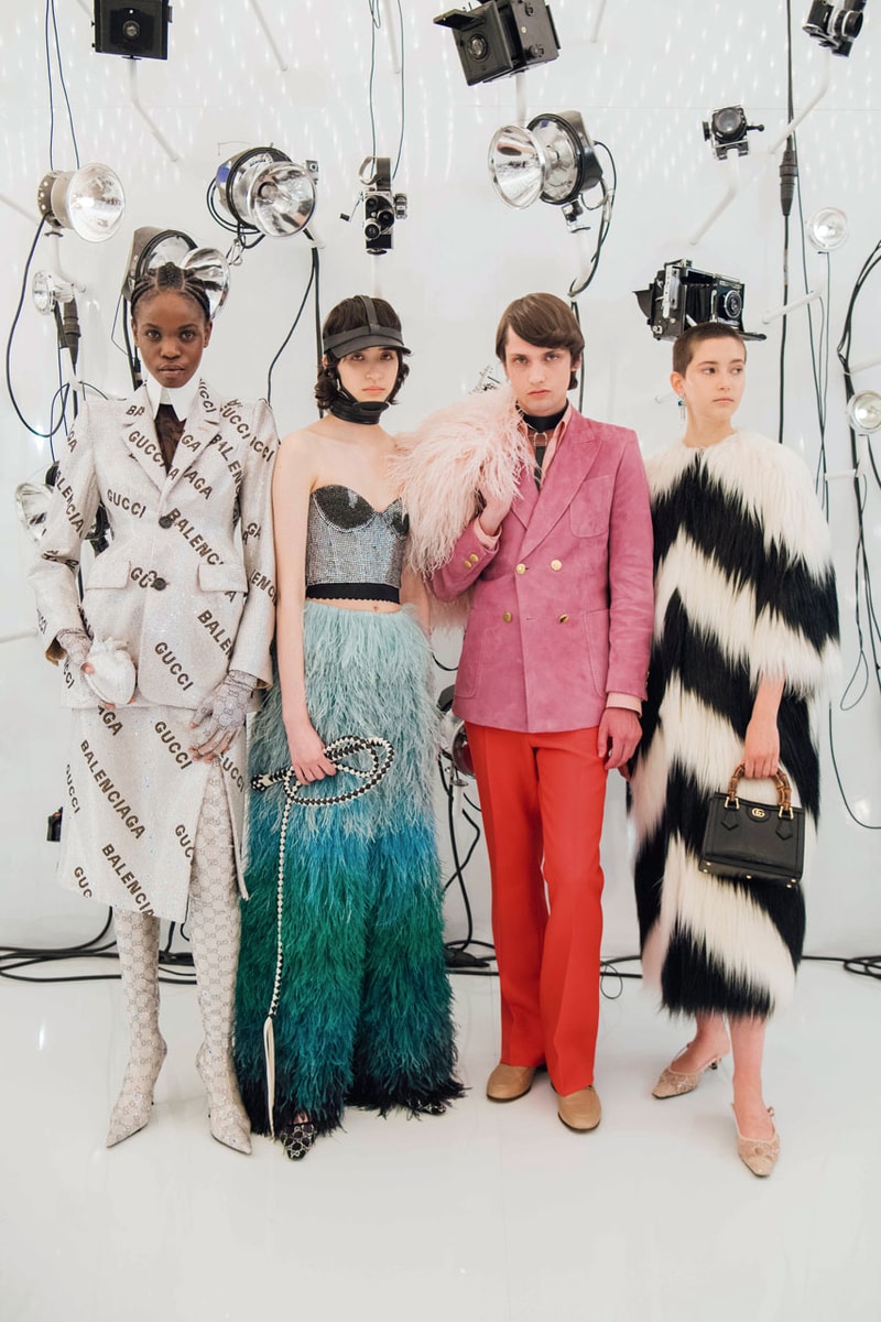 Balenciaga x Gucci Clothing, Accessories, Bags collection collaboration alessandro michele demna gvasalia jacket blazer logo handbag shoes jewelry runway show aria 100th annviersary kering