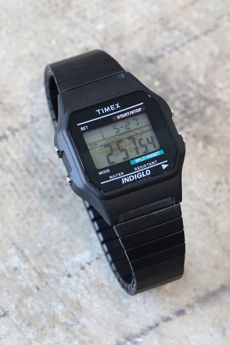 BEAMS x Timex Black Classic Digital Collaboration Watch metal bracelet expanding strap custom special release date info price colorway japan drop T78587